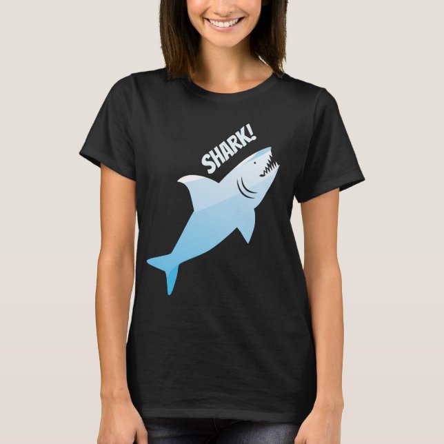 Shark Blue Animal Word Illustration T-Shirt (Front)