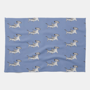 Shark blue kitchen tea towel