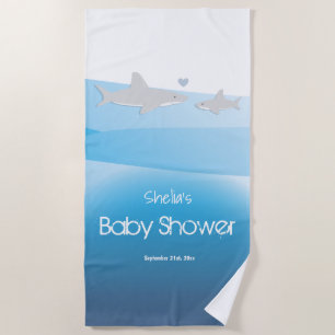 Shark Blue Ocean Baby Shower Beach Towel