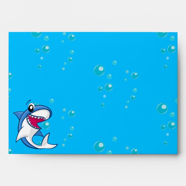 Shark Blue Ocean Kids Any Age Birthday Envelope (Front)