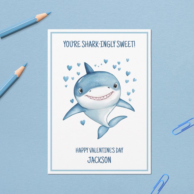 Shark Boys Classroom School Happy Valentine's Day Holiday Card (Shark Boys Classroom School Happy Valentine's Day Holiday Card)