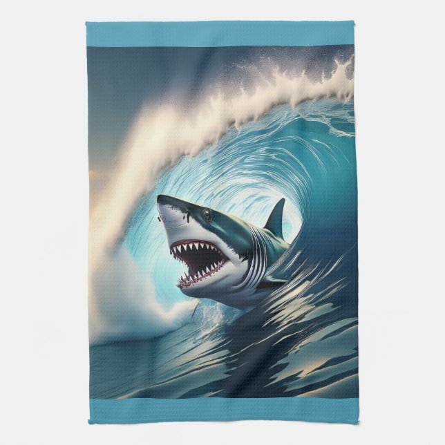 Shark Bump and Bite Tea Towel (Vertical)
