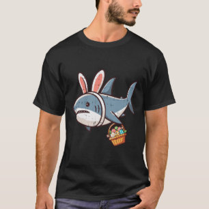 Shark Bunny Easter Eggs Funny Hunt Girls Boys Kids T-Shirt