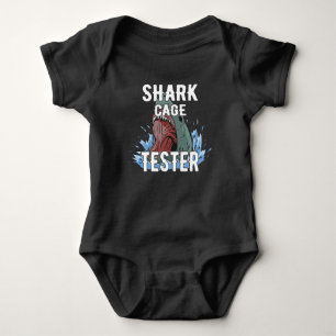 Shark Cage Tester – Funny Ocean Adventure Humor Baby Bodysuit