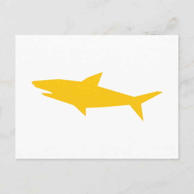 Shark Cartoon Yellow Silhouette Postcard (Front)