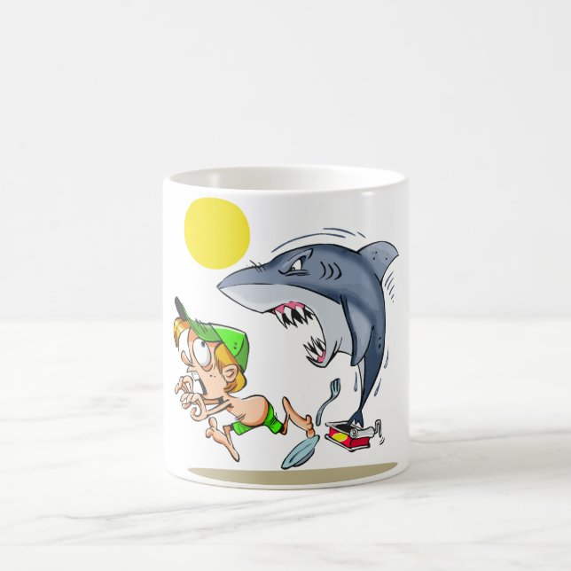 Shark Chasing A Boy Mug (Center)
