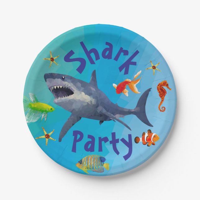 Shark Children Party Paper Plate (Front)