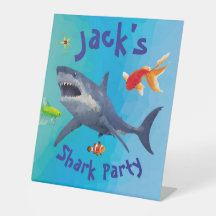Shark Children Party Pedestal Sign