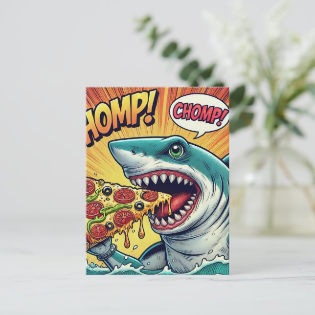Shark Chomp Pizza! Postcard (Standing Front)