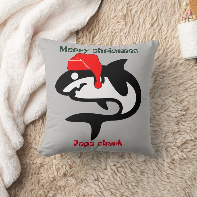 shark christmas family, customise personalised   cushion (Blanket)