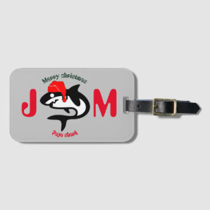 shark christmas family, customise personalised luggage tag