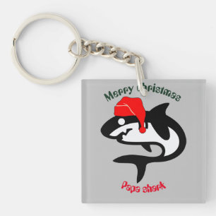 shark christmas family, customize personalized key ring