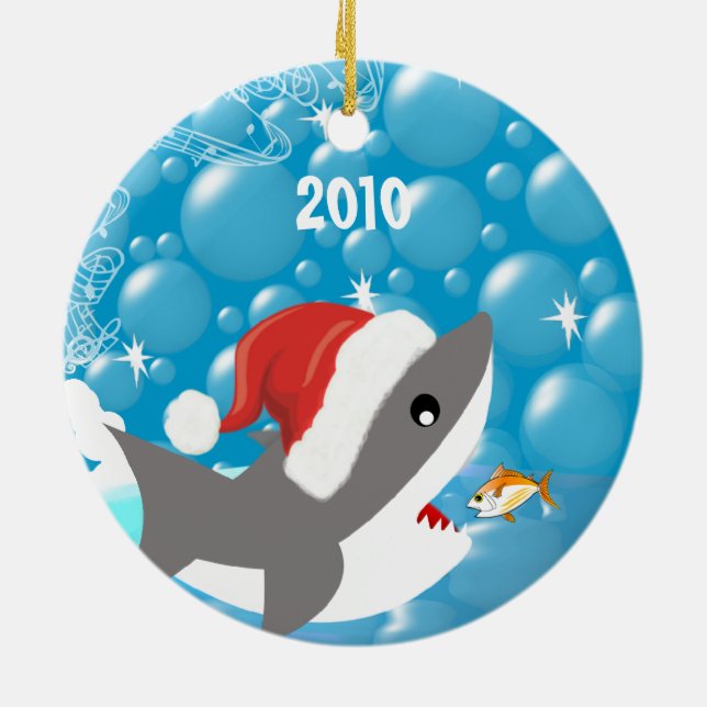 Shark Christmas Family Photo Ornament (Back)