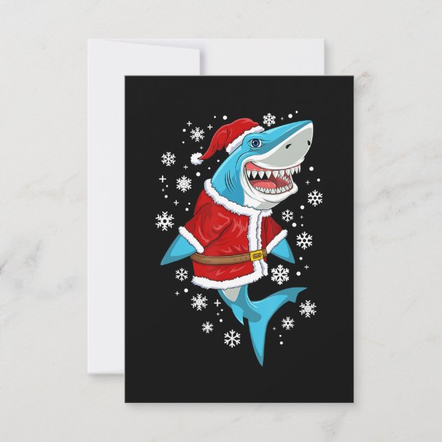 Shark Christmas Gift Boys Kids Santa Sharkmas Xmas Thank You Card (Front)