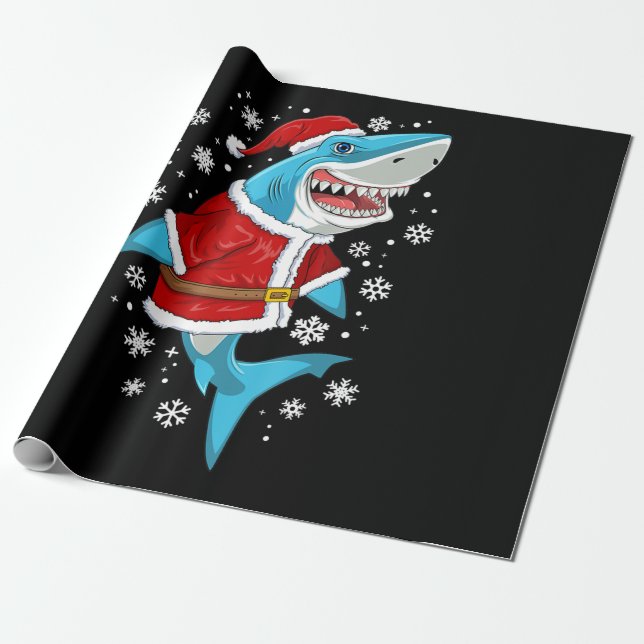 Shark Christmas Gift Santa Gifts Wrapping Paper (Unrolled)