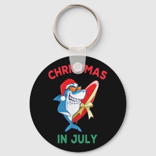 Shark Christmas In July Summer Vacation Beach Men Key Ring