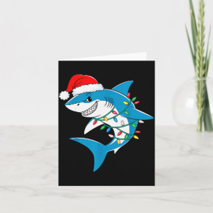 Shark Christmas Lights Santa Hat Xmas Pajama Boys  Card