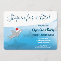 Shark Christmas Party Holiday Invitation