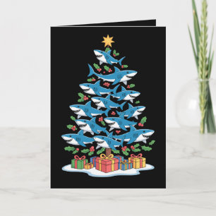 Shark Christmas Tree Holly Xmas Ocean Fish Holiday Card