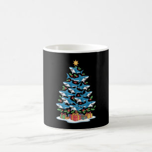 Shark Christmas Tree Holly Xmas Ocean Fish Holiday Coffee Mug
