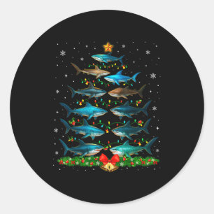 Shark Christmas Tree Ornament Funny Shark Lovers X Classic Round Sticker
