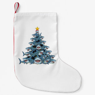 Shark Christmas Tree Santa Hat Christmas Lights Small Christmas Stocking