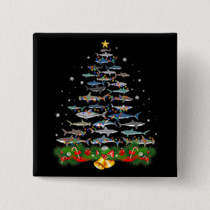 Shark Christmas Tree Shark Lovers Gifts 15 Cm Square Badge