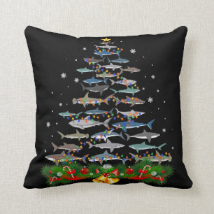 Shark Christmas Tree Shark Lovers Gifts Cushion
