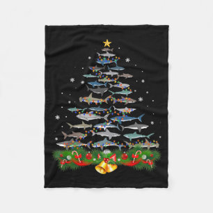 Shark Christmas Tree Shark Lovers Gifts Fleece Blanket
