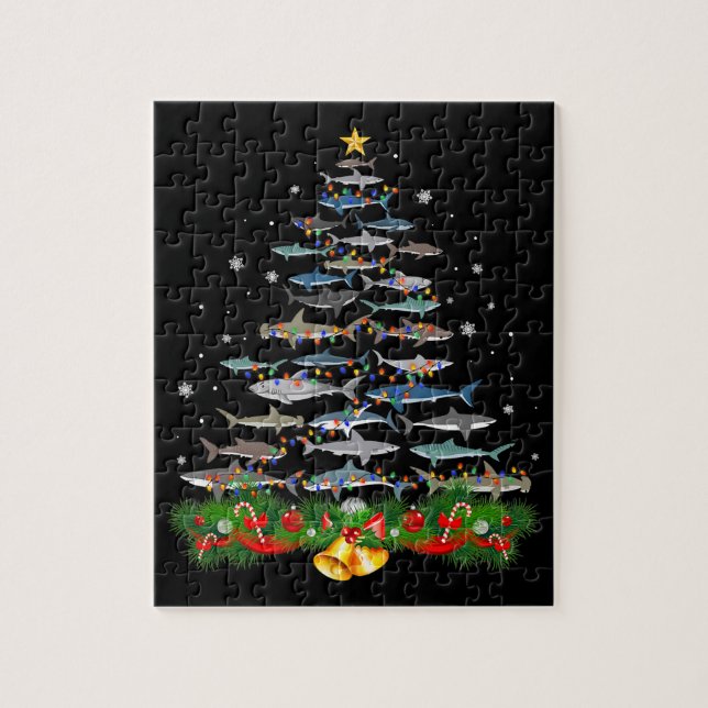 Shark Christmas Tree Shark Lovers Gifts Jigsaw Puzzle (Vertical)