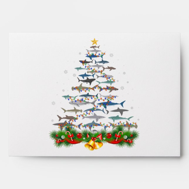 Shark Christmas Tree Shark Lovers Gifts Men Women Envelope (Front)