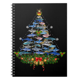 Shark Christmas Tree Shark Lovers Gifts Men Women Notebook
