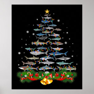 Shark Christmas Tree Shark Lovers Gifts Men Women Poster