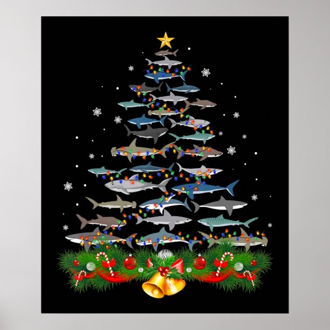 Shark Christmas Tree Shark Lovers Gifts Men Women Poster (Front)