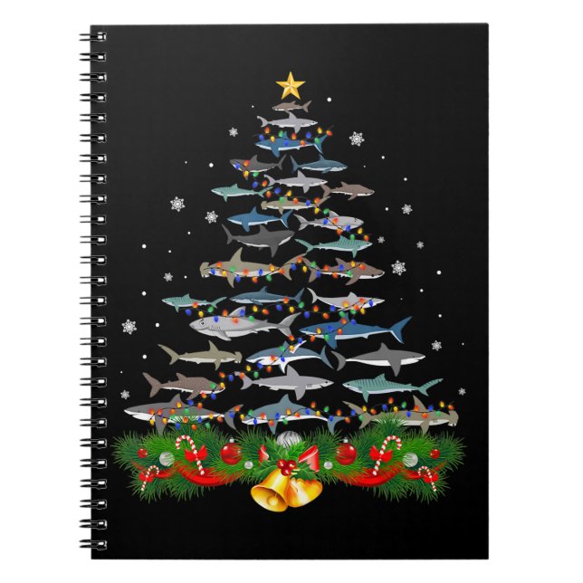 Shark Christmas Tree Shark Lovers Gifts Notebook (Front)