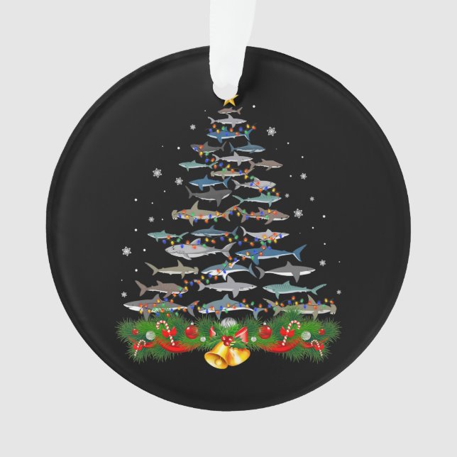Shark Christmas Tree Shark Lovers Gifts Ornament (Front)