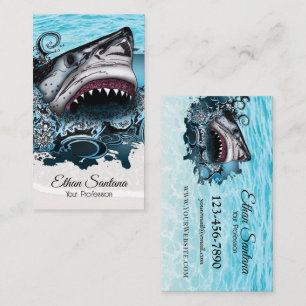 Shark Clear Ocean Shore Modern Coastal Business Card