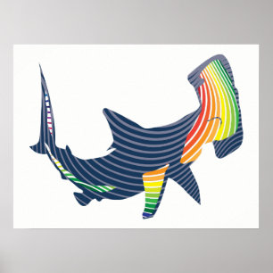 Shark Colour Swirl Poster