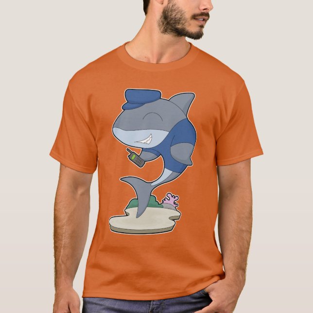 Shark Cop Microphone Police T-Shirt (Front)