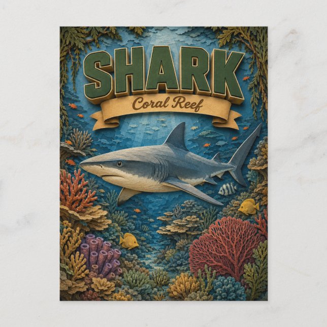Shark Coral Reef POPCUT Postcard (Front)