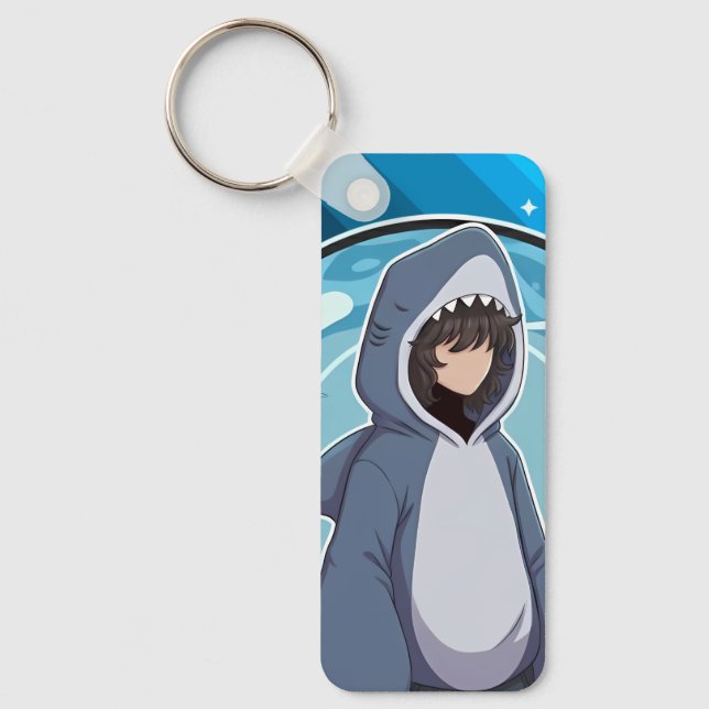 Shark Costume Coffee Art Key Ring (Front)