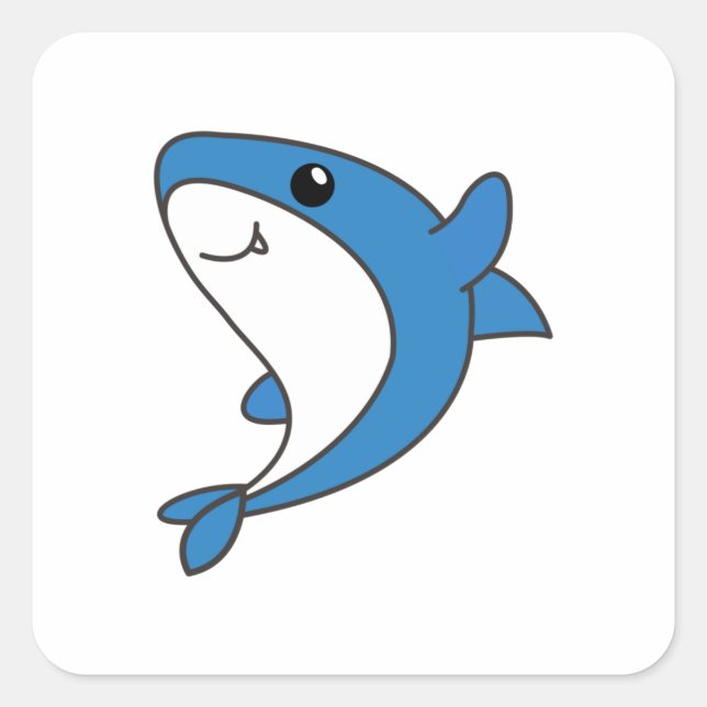 Shark. Cute Animals For Kids. Sharks Square Sticker (Front)