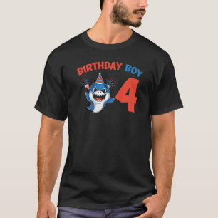 Shark  Cute Kids Sharks Graphic Birthday Boy 4 T-Shirt