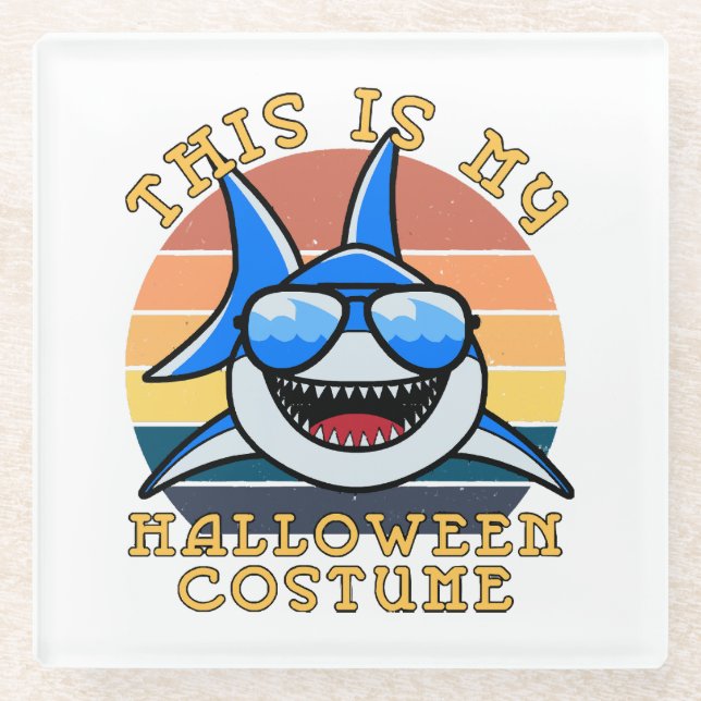 Shark Daddy Spooky Sunset Funny Glass Coaster (Front)