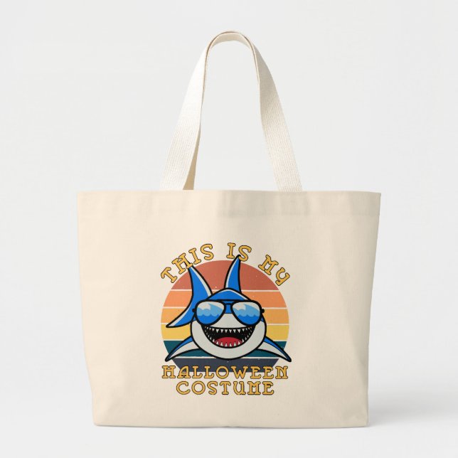 Shark Daddy Spooky Sunset Funny Large Tote Bag (Front)
