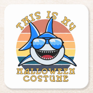 Shark Daddy Spooky Sunset Funny Square Paper Coaster