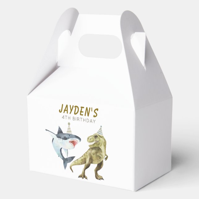 Shark & Dino Birthday Party  Favour Box (Front)