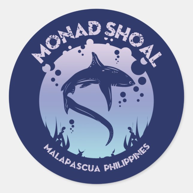 Shark Diving At Monad Shoal Classic Round Sticker (Front)