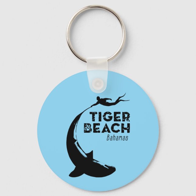 Shark Diving at Tiger Beach Key Ring (Front)