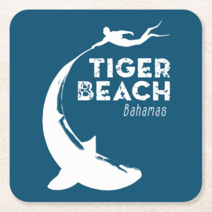 Shark Diving at Tiger Beach Square Paper Coaster